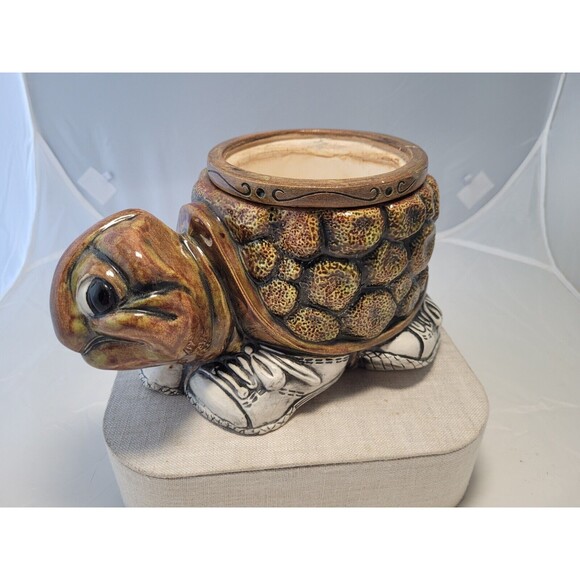 Vintage 1981 6" X 3" X 3.5" Turtle With Shoes Planter - Picture 1 of 10